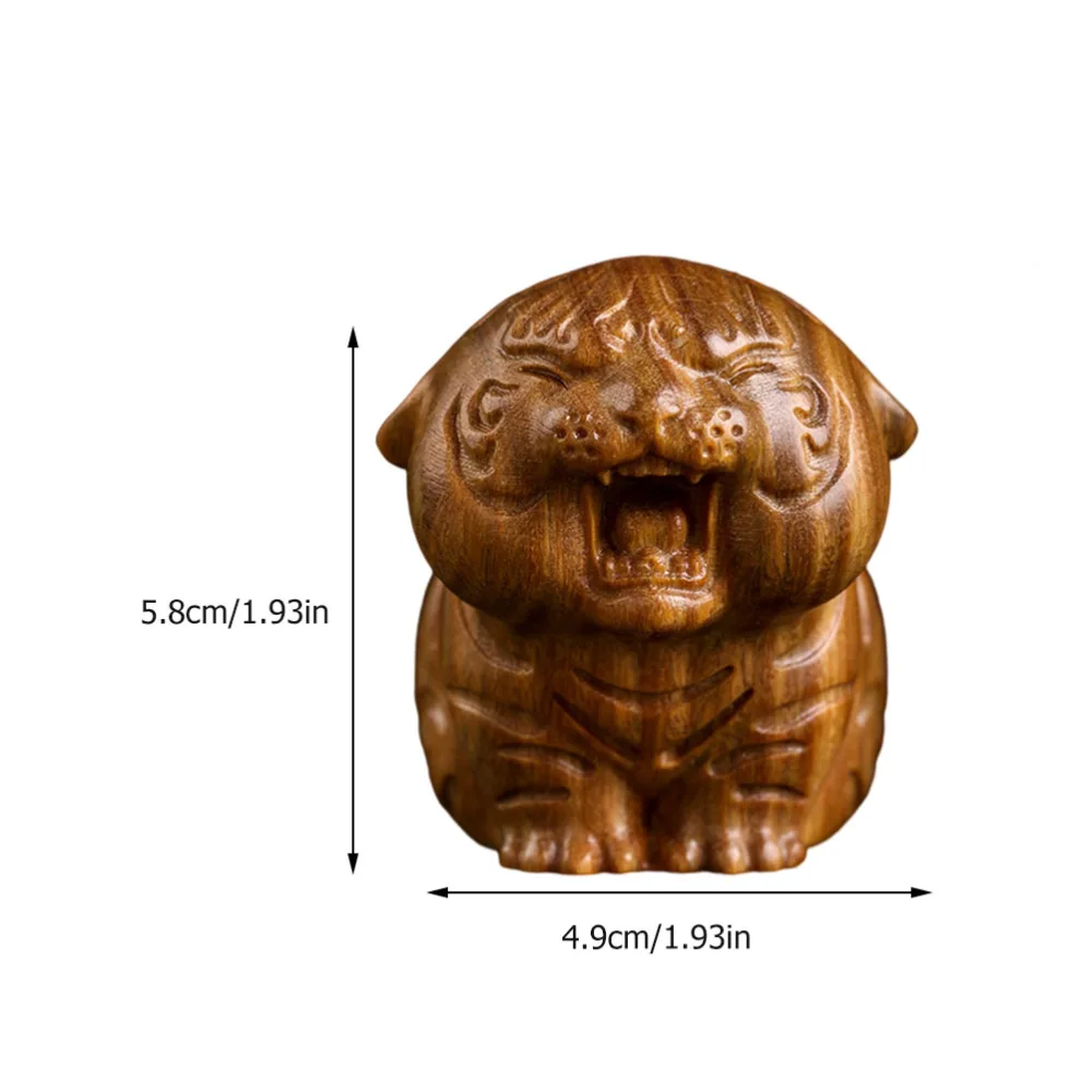 Wooden Tea Pet Ornament Delicate Tiger Ornament Desktop Tiger Figurine Decor