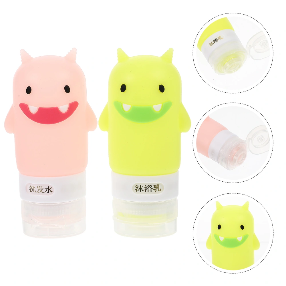 2Pcs Cartoon Travel Bottles Portable Squeeze Bottles Silicone Squeeze Bottles Travel Shampoo Bottles