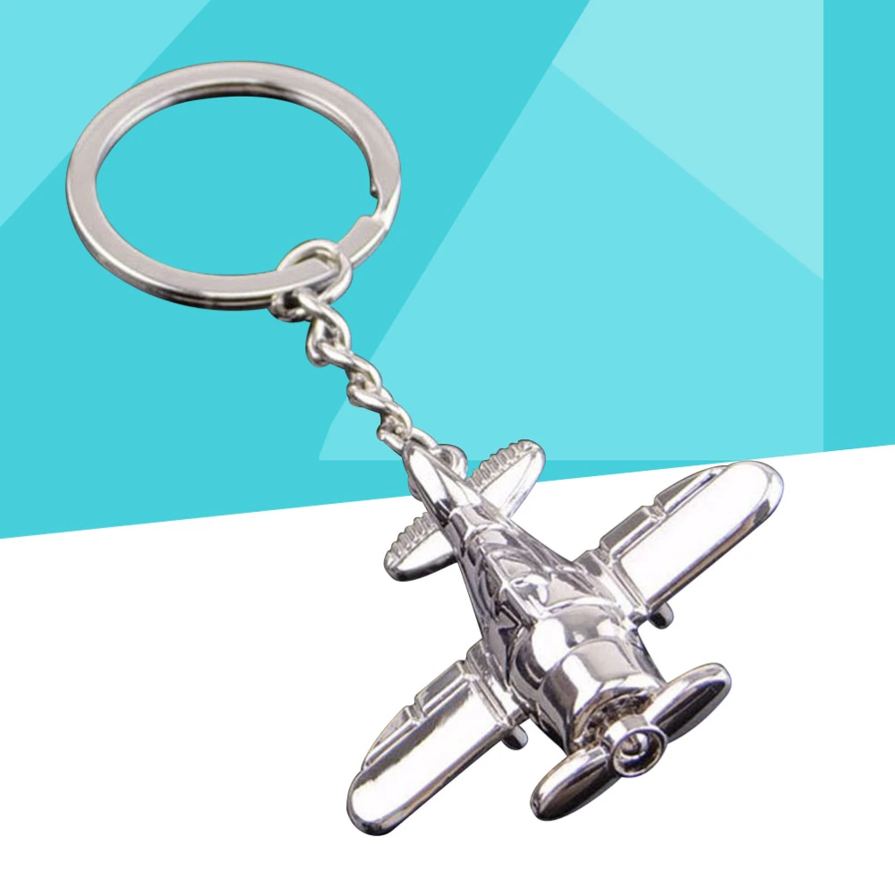 Combat Aircraft Model Keyring Keychain Metal Cool Car Keyring Purse Bag Pendant Decoration Creative Gift Party Favor (Silver)