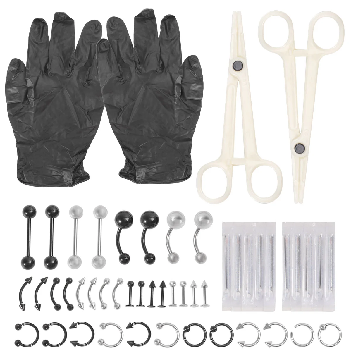 1 Set of 50PCS Combination Piercing Tool Set Puncture Jewelry Tool Set Body Piercing Jewelry Set for Shop Home (Combination Set 2 Black)