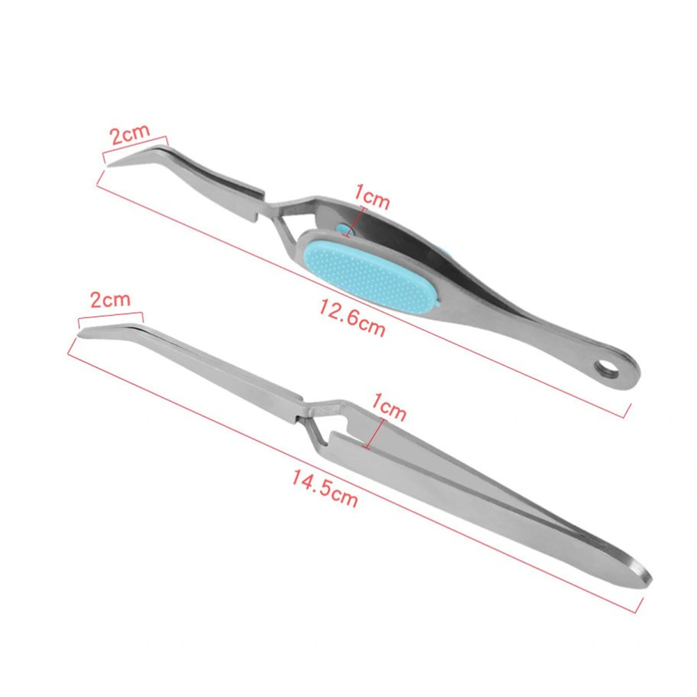 2pcs Steel Nail Shaping Tweezer Nail Pinching Tool Cuticle Pusher (Silver)