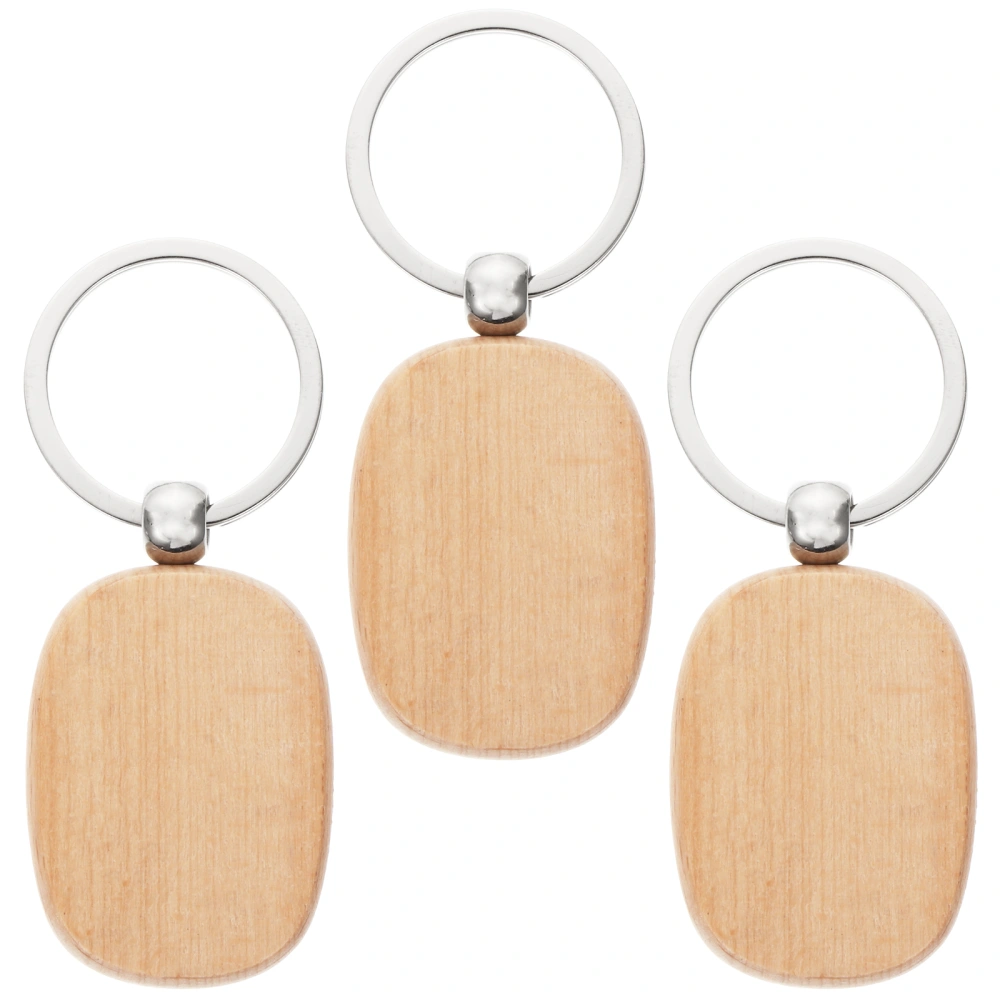 1 Bag of 3pcs Wooden Key Chains DIY Blank Key Rings Crafting Accessories