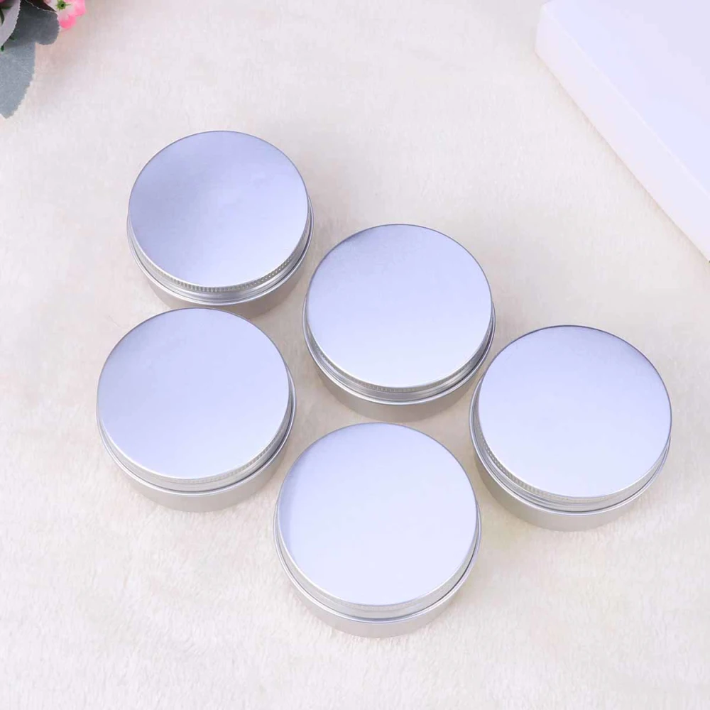 10Pcs Round Aluminum Storage Box Pasty Fluid Powder Solid Body Pill Aluminium Specimen Box (80g 68*35 Screw Thread)