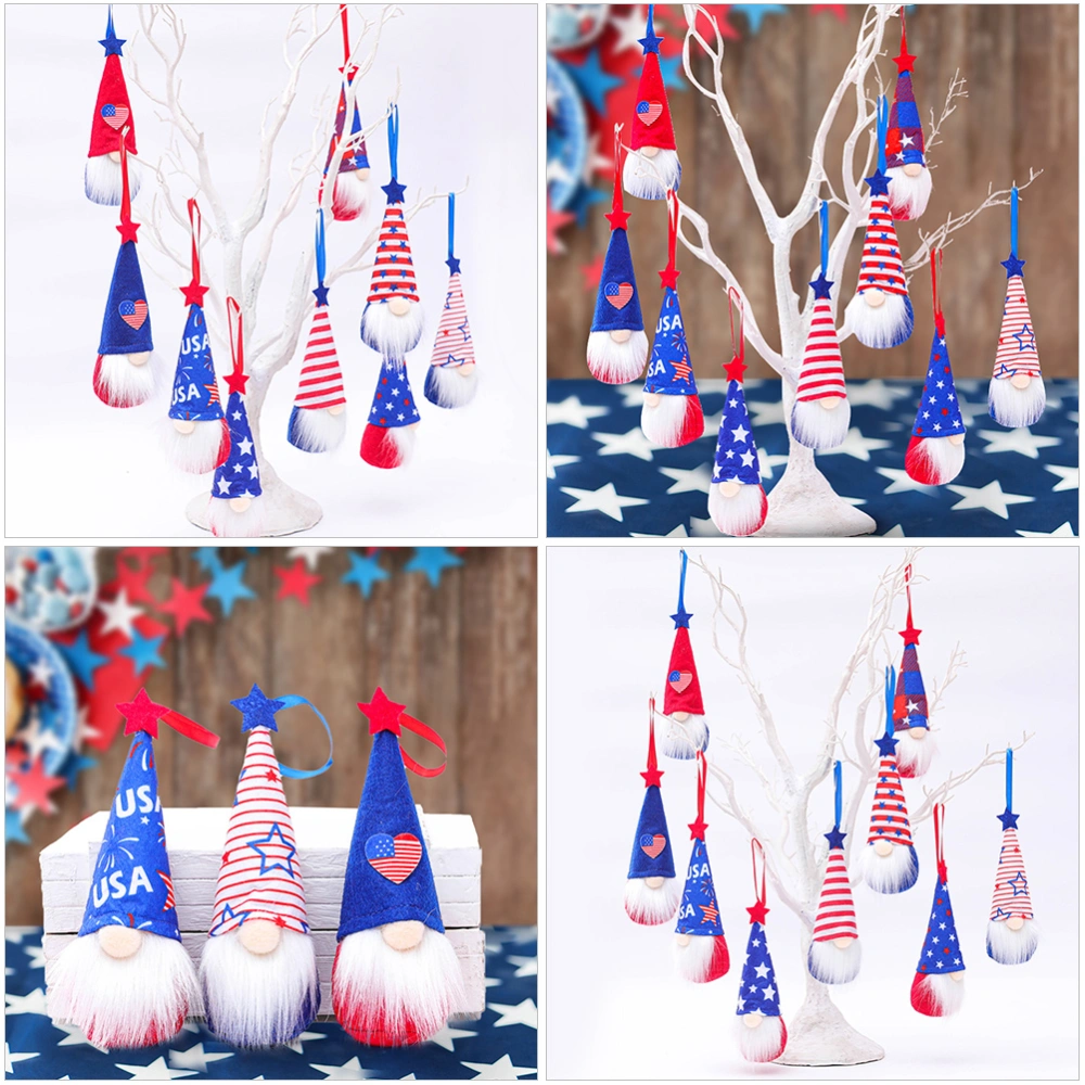 9PCS Independence Day Hanging Patriotic Gnome Decorative Ultra Doll Gnome