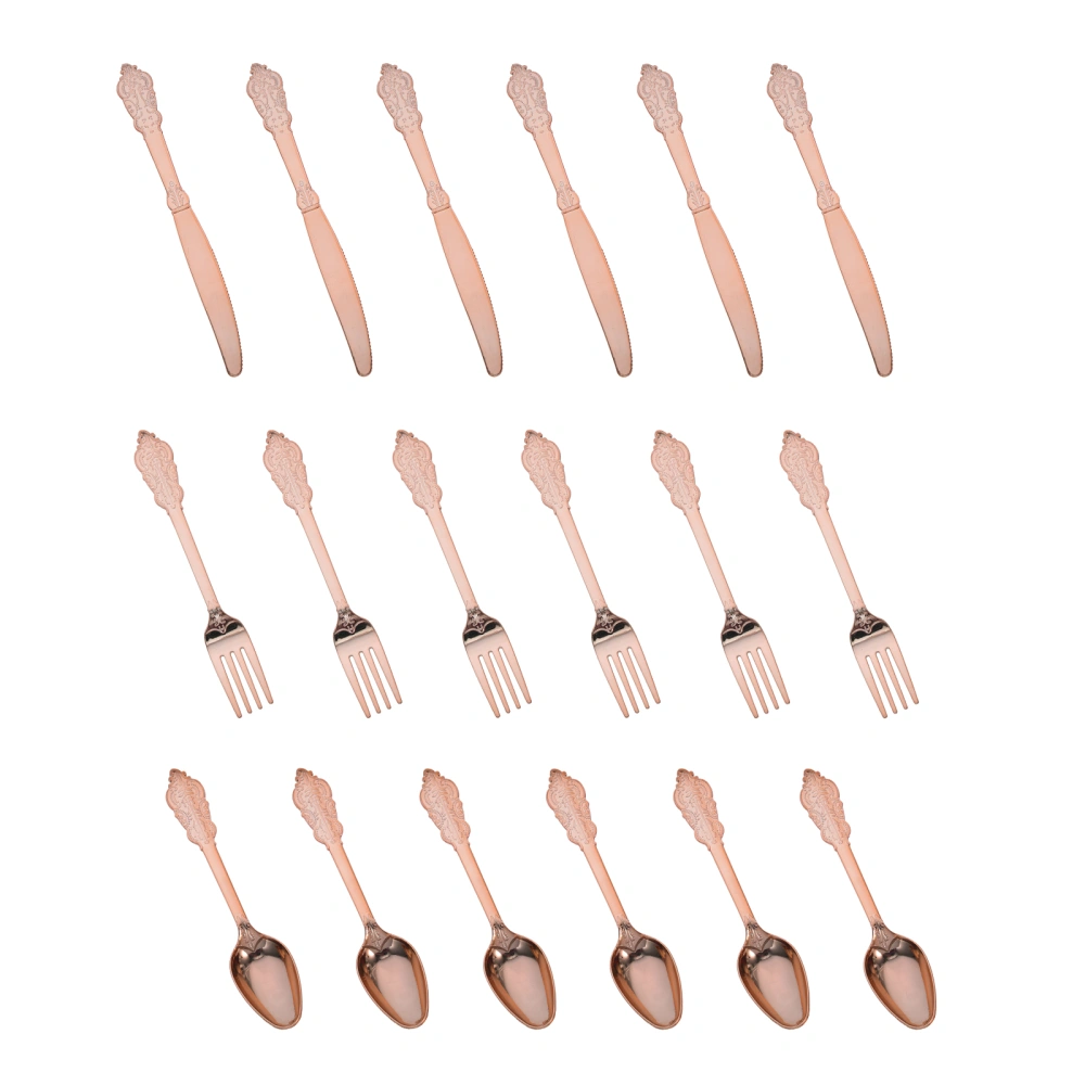 6 Sets Plastic Tableware Dessert Tableware Plastic Spoon Fork Cutter Cake Tableware