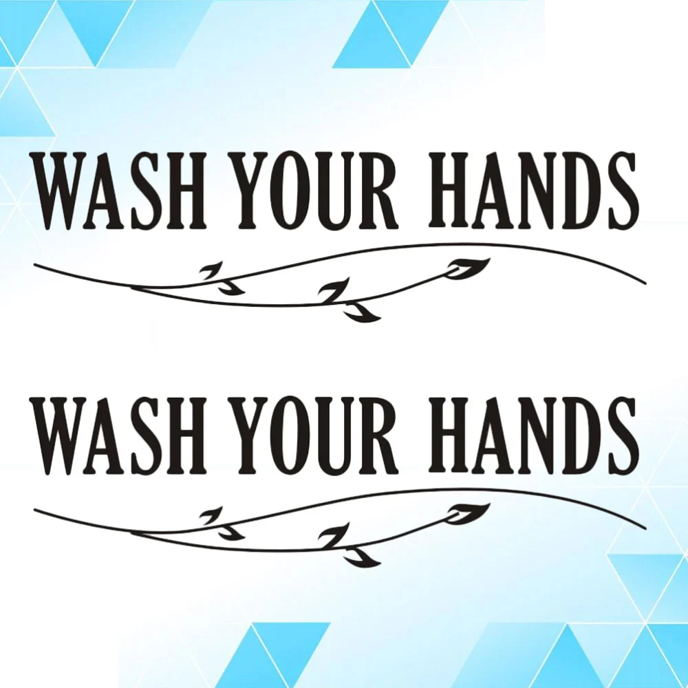 2pcs Washing Hands Stickers Washbasin Wall Decals Letter Style Pasters Hand Cleaning Reminder for Home Public