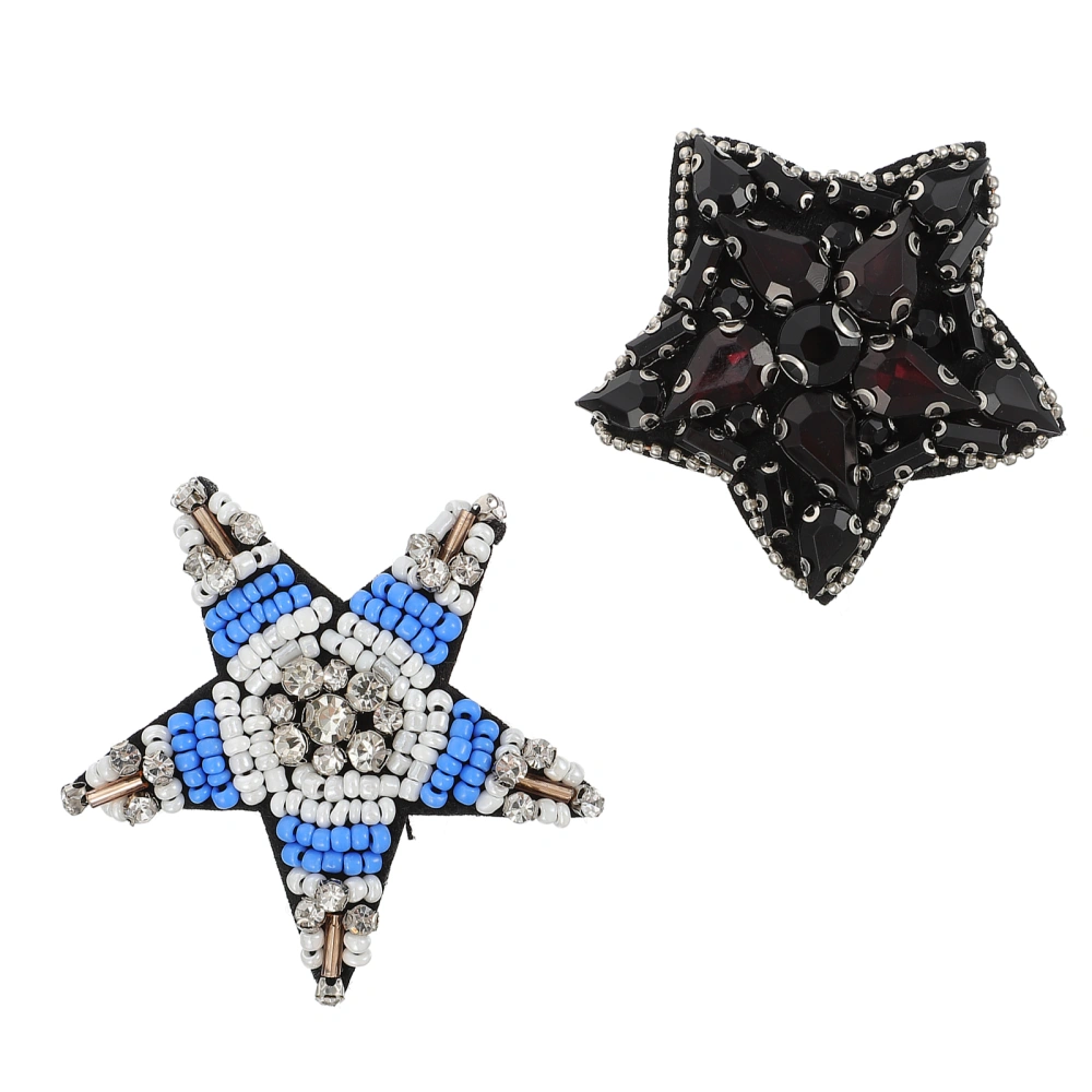 2 Pcs DIY Clothing Patches Rhinestone Crystal Applique Sewing Decor Material