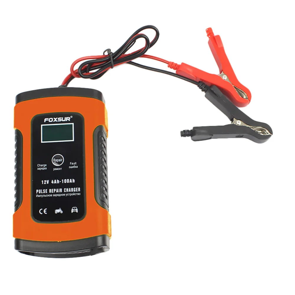 1Pc EU Plug 12V 6A Battery Charger Storage Battery Recharger Motocycle Smart Battery Charge (Orange)