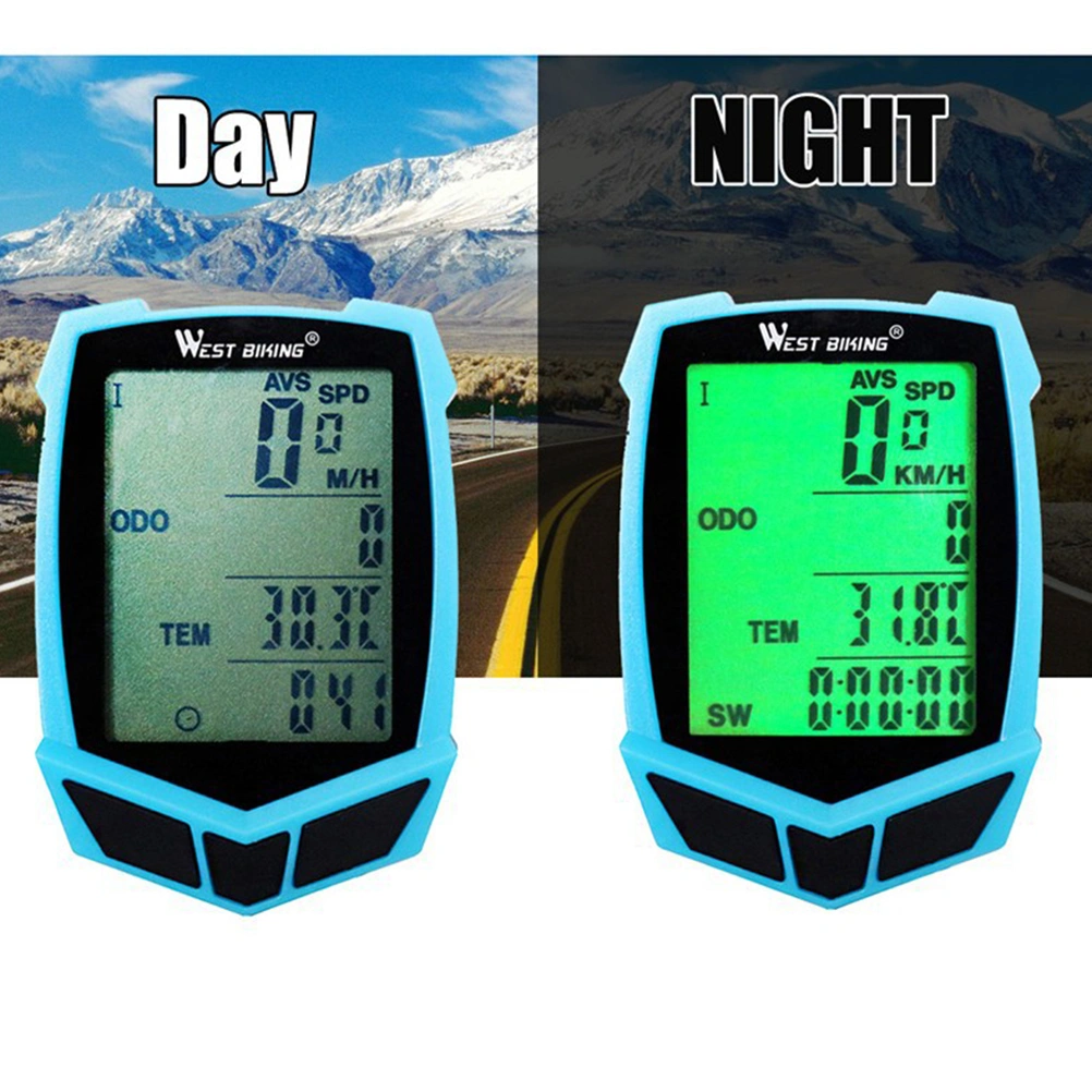 Wired Bike Computer 20 Functions Speedometer Odometer Cycling MTB Bike Stopwatch Computer (Sky-blue)