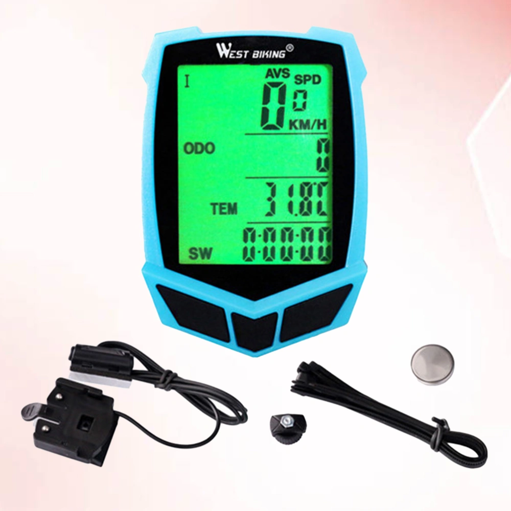 Wired Bike Computer 20 Functions Speedometer Odometer Cycling MTB Bike Stopwatch Computer (Sky-blue)