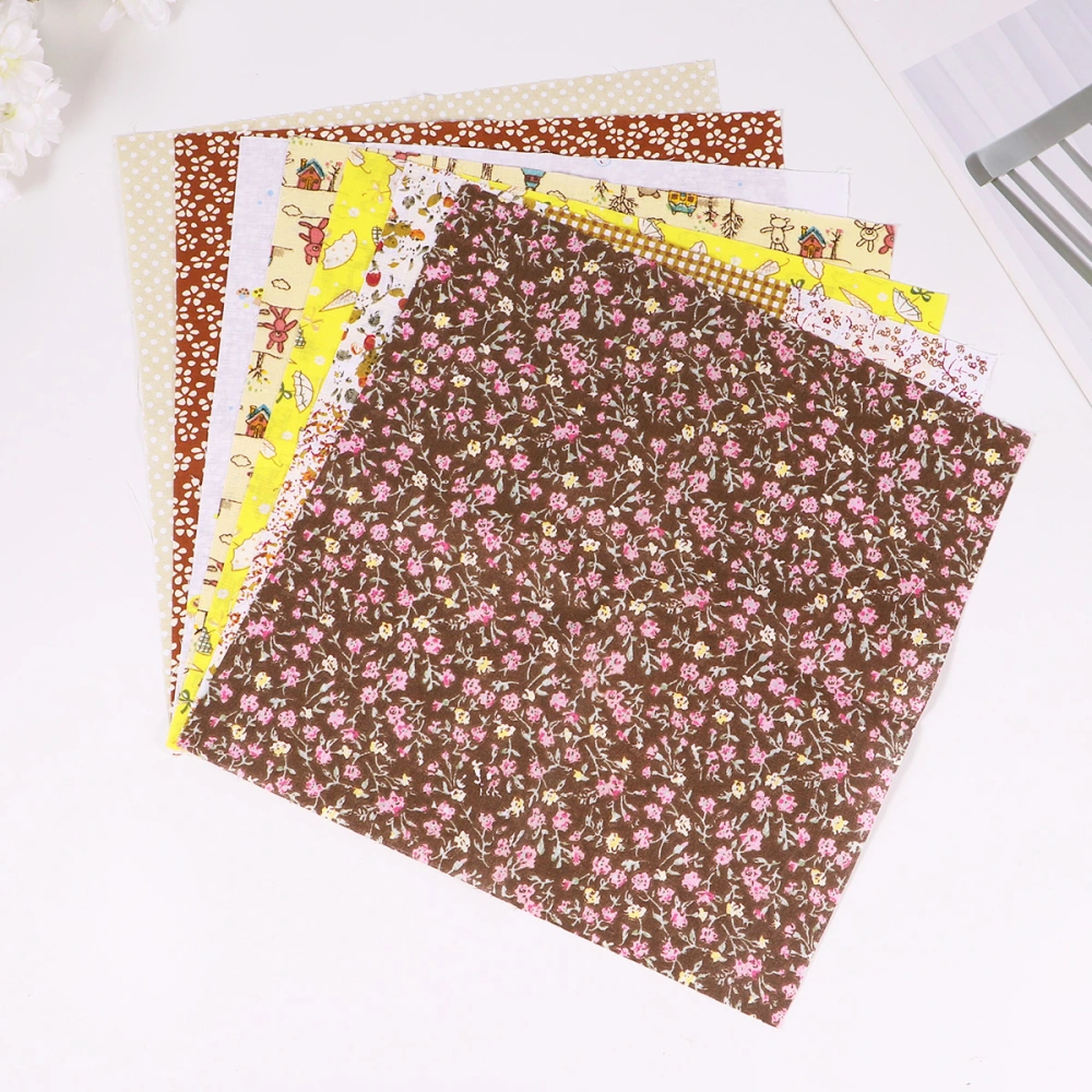 14Pcs Flower Pattern Cloth Material for DIY Floral Cloth Patches for Handcraft Homemade Clothes Material (Orange Coffee)