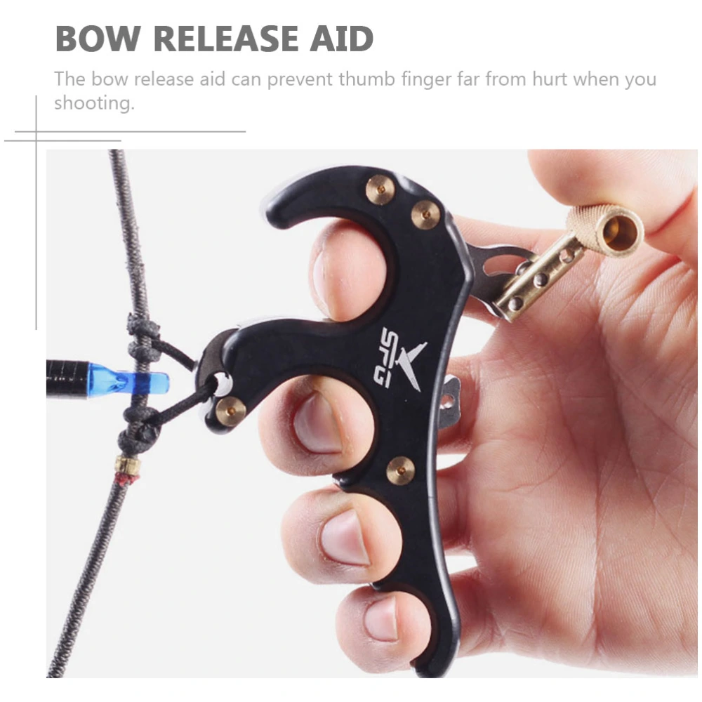 Archery Finger Protector Bow Release Aid Compound Bow Accessory (Black)