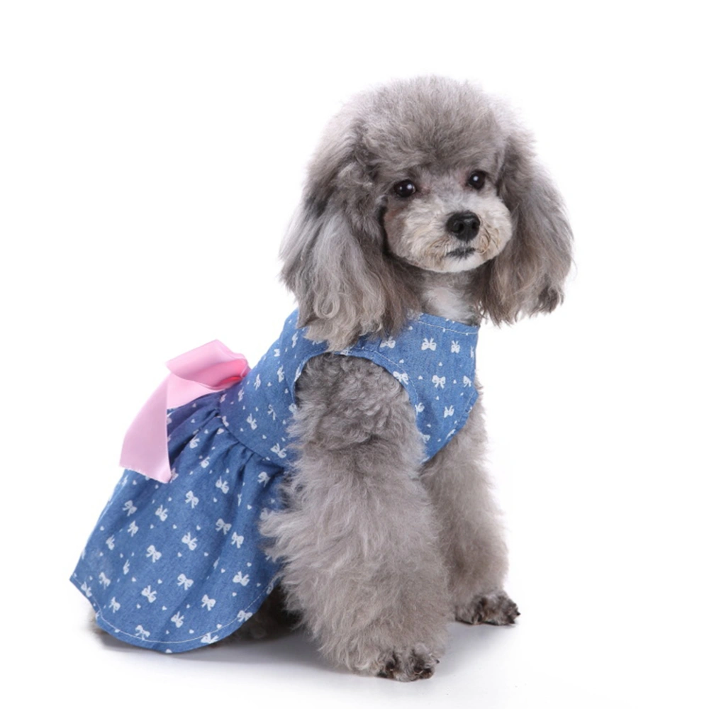 Stylish Bowknot Dog Dress Skirt Pet Summer Clothes Vest Shirts Size M (Bowtie)