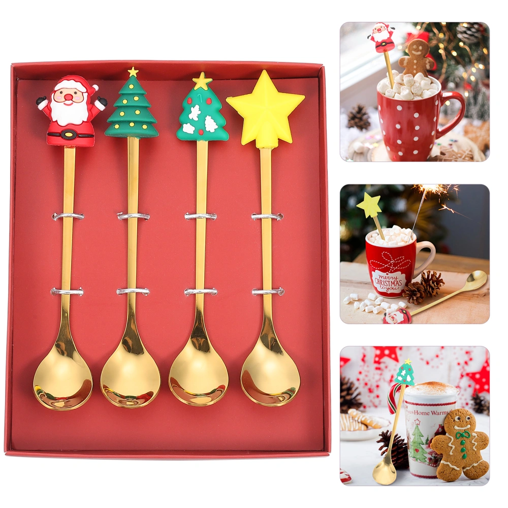 1 set of Decorative Coffee Spoons Christmas Designed Dessert Scoops Cartoon Spoon