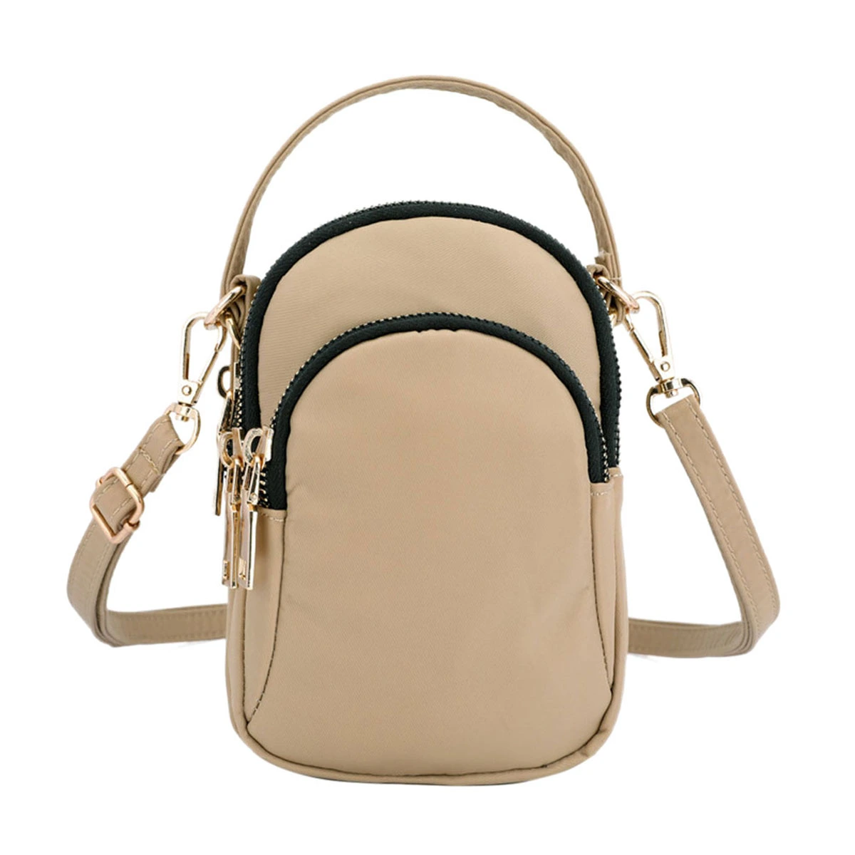 Women Portable Messenger Bag Handbag Waterproof Nylon Cloth Shoulder Bag Crossbody Satchel Shoulder Handbags for Ladies(Beige, Random Zipper Color)