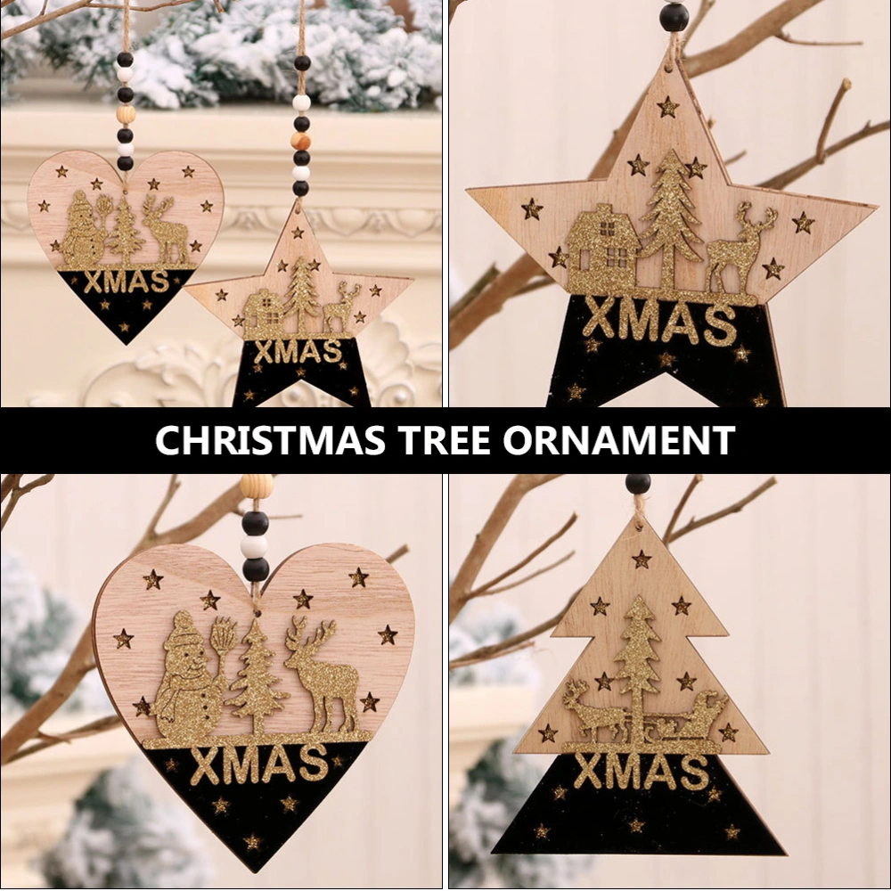 3pcs Xmas Tree Pendants Wooden Hanging Pendants Creative Ornament for Christmas