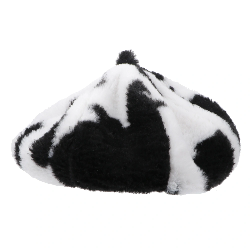 1pc Vintage Style Beret Plush Beret Winter Printing Pattern Beret