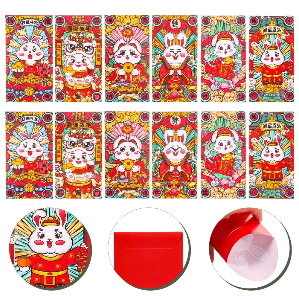 36pcs Rabbit Year Foldable Red Envelope New Year Red Packets Paper Money Bags