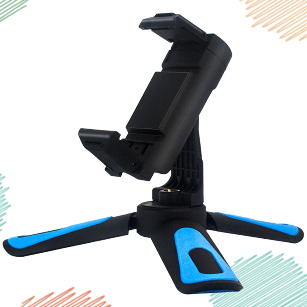 1pc Mobile Desktop Holder 360 Degree Rotation Angle Adjustment Phone Stand Adjustable Stand Holders for Desk Table (Blue Black)