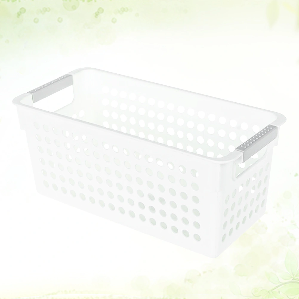 Plastic Square Storage Basket Sundries Storage Box Desktop Organizer Container for Home Office (White)