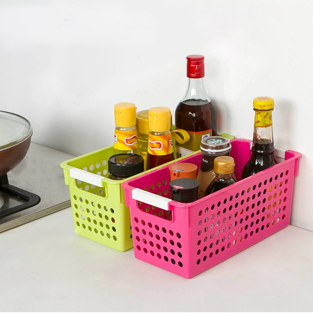 Plastic Square Storage Basket Sundries Storage Box Desktop Organizer Container for Home Office (White)