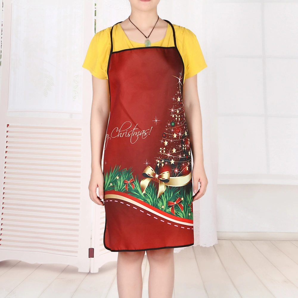 Christmas Apron Printed Waterproof Kitchen Restaurant  Dinner Apron for Cooking Baking Barbequing (Bowknot)