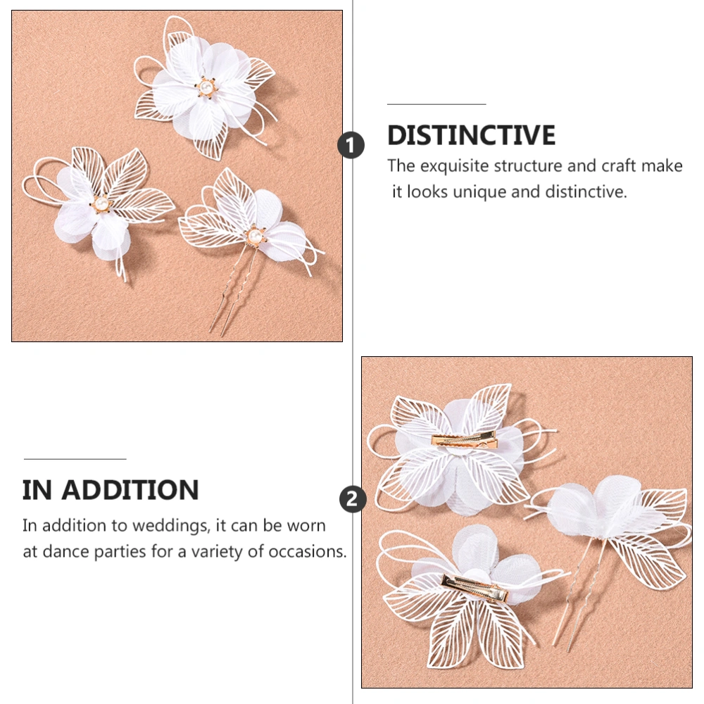 1 Set/3pcs Flower Hairpin Wedding Headdress Hair Accessories Bride Headwear