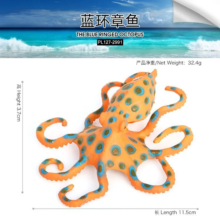 Realistic Blue-ringed Octopus Simulated Blue-ringed Octopus Artificial Sea Animal Model