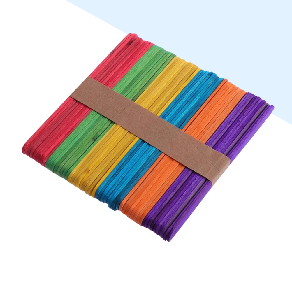 100pcs Popsicle Sticks Wooden Colored Craft Sticks Sticks Great for Kids DIY Projects Crafting School Supplies