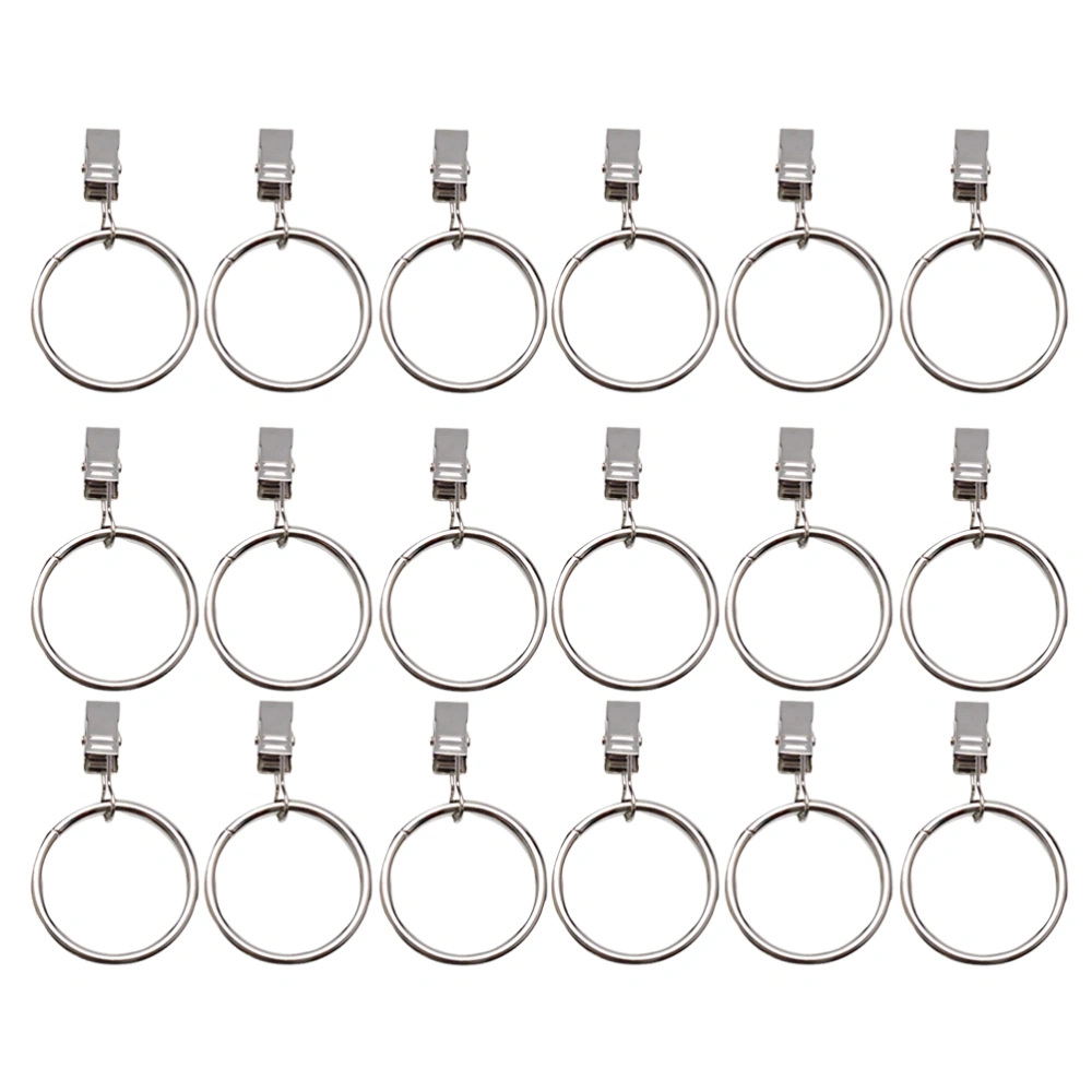 18Pcs Roman Ring Curtain Ring Clips Hanging Fixing Metal Detachable Durable Bath Curtain Rod Clips Window(Silver)