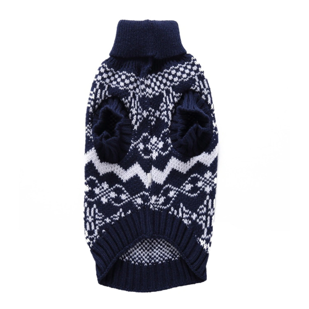 Christmas Turtleneck Knitted Sweater Funny Pet High Collar Sweater Puppy Cloth Winter Pet Costume Pet Cosplay Clothes (Blue, M)