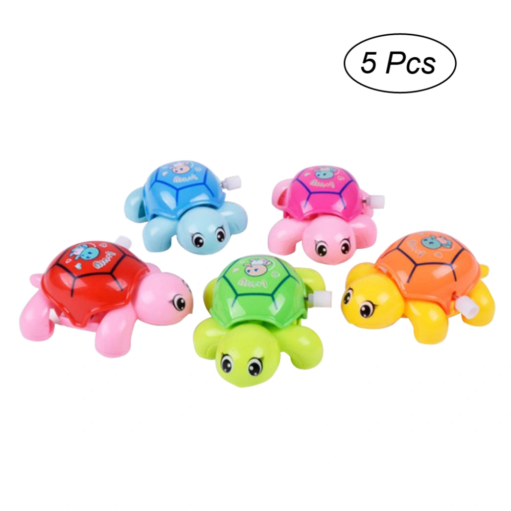 5Pcs Cartoon Animal Clockwork Tortoise Baby Turtle Toys Infant Crawling Wind Up Toy Educational Toys (Random Color)