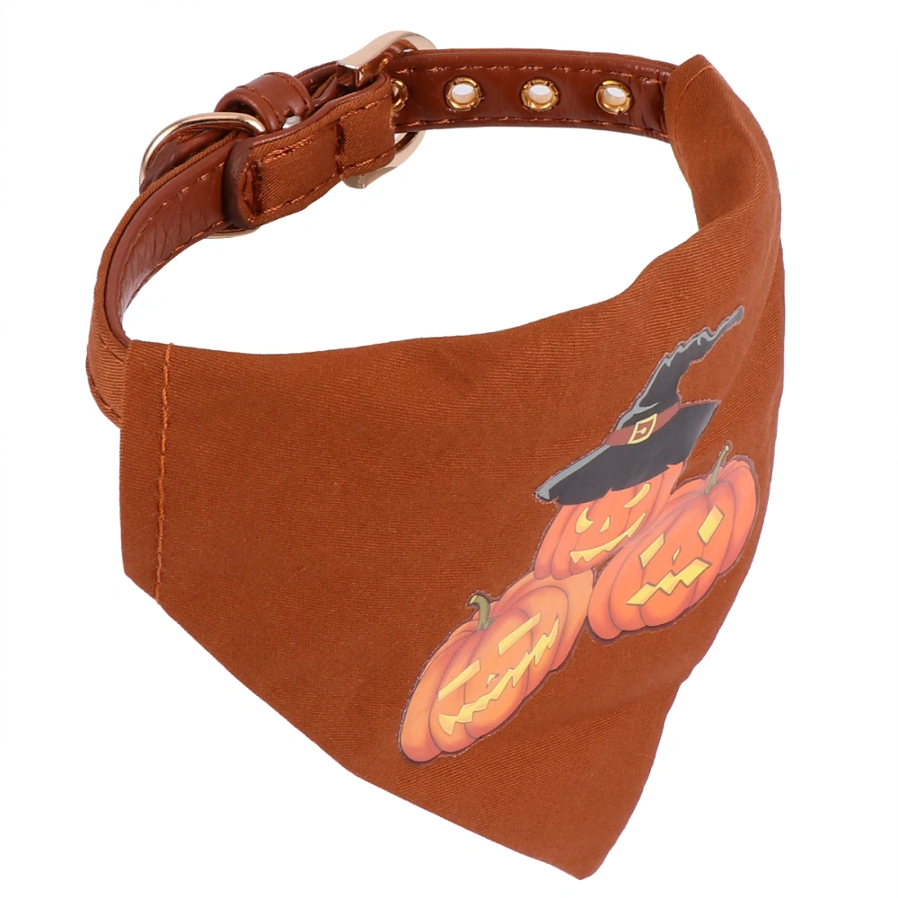 1PC Halloween Pet Collar Pumpkin Printing Dog Collar Removable Pet Saliva Towel Adorable Collar Bib Scarf for Pet Dog Cat (Brown)