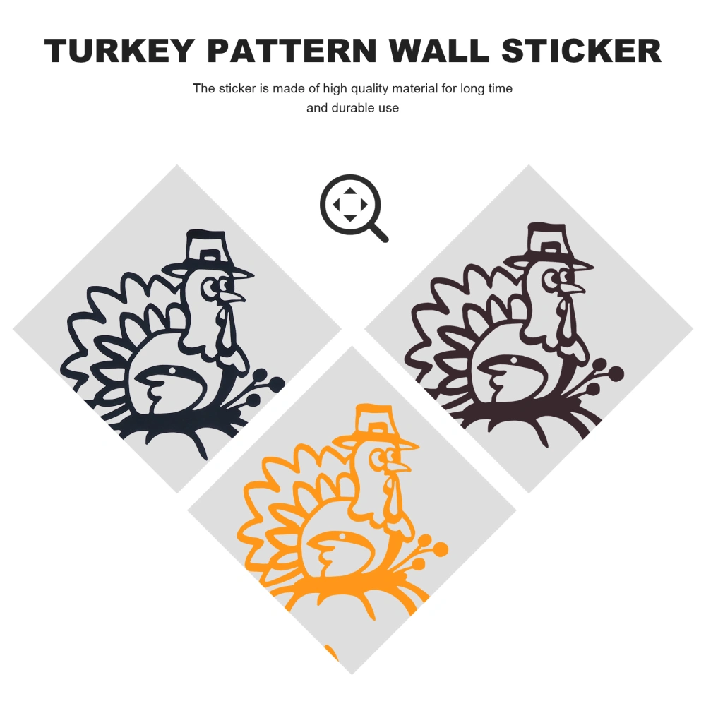 3pcs Thanksgiving Wall Decal PVC Wall Sticker Pumpkin Turkey Decal for Home