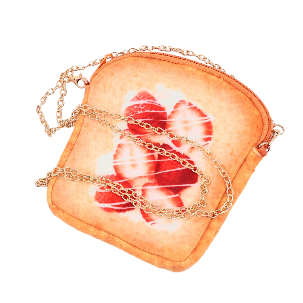 1pc Toast Shape Change Purse Chain Pouch Crossbody Trendy Bag (Strawberry)