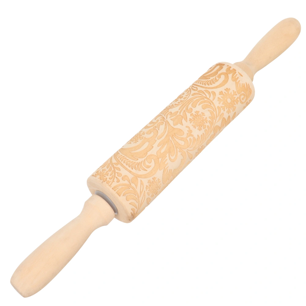 Rolling Pin Household Wood Dough Roller Christmas Rattan Snowflake Rolling Pin