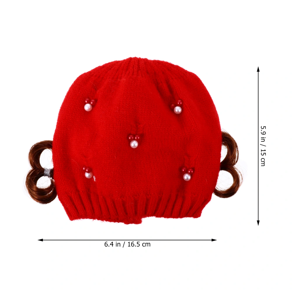 1pc Kids Knitted Hat Lovely Baby Hat Winter Autumn Knitted Warm Hat with Wig