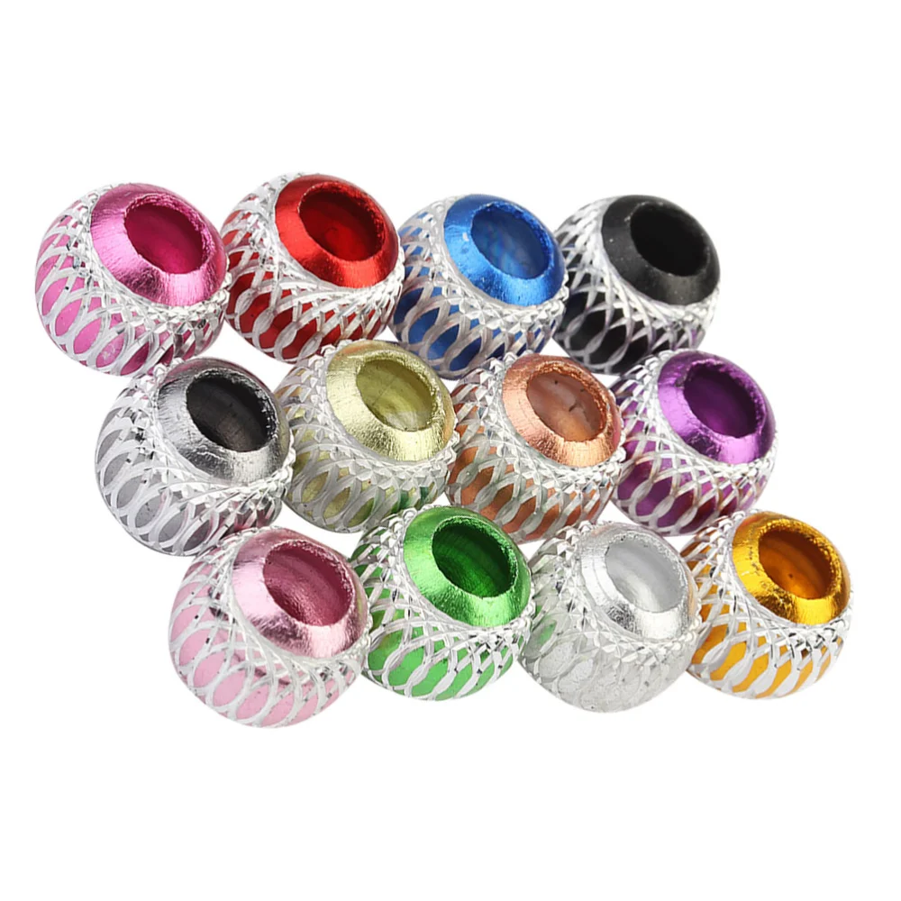 30 Pcs Aluminium Spacer Charm Round Beads Curved Thread Beads DIY Jewelry Accessories for Bracelet Necklace (Colorful)