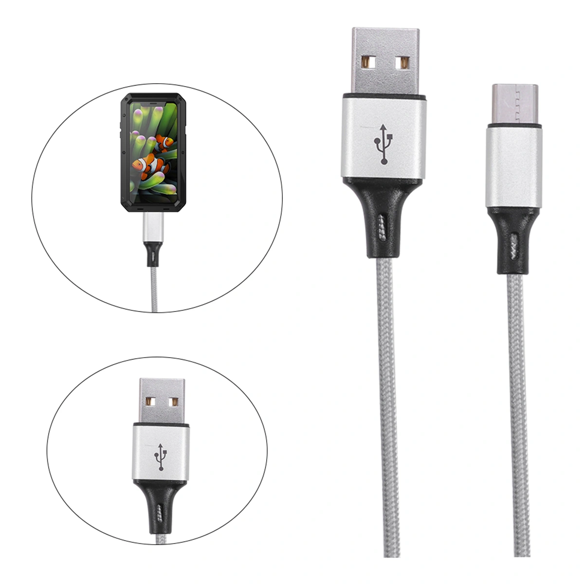 Type-C Weaving Durable Fast Charging Cable Fast Charging Mobile Phone Data Cable(Silver)