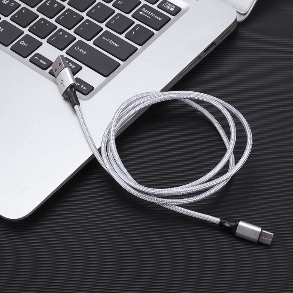 Type-C Weaving Durable Fast Charging Cable Fast Charging Mobile Phone Data Cable(Silver)