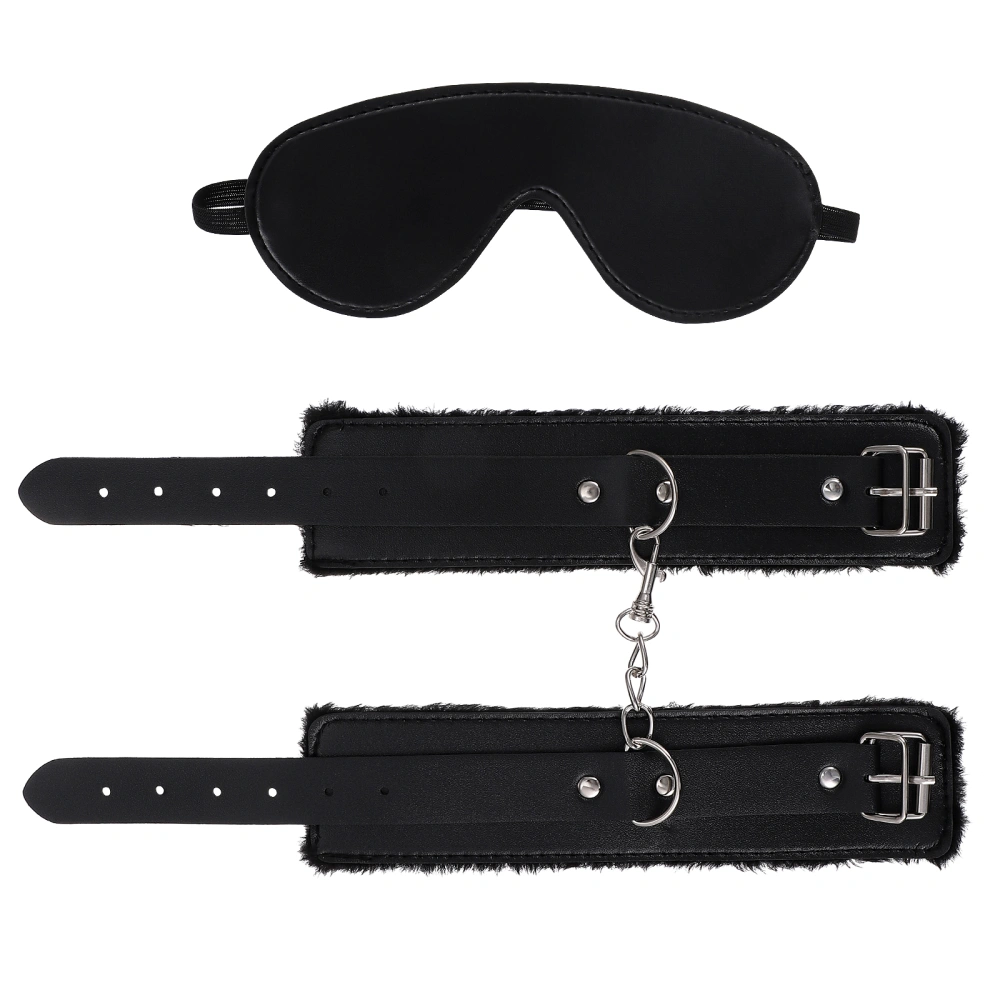 SOIMISS Sexy Handcuffs and Blindfold Set Restraining Bondageromance Roleplay Accessories for Adults Couples (Black)