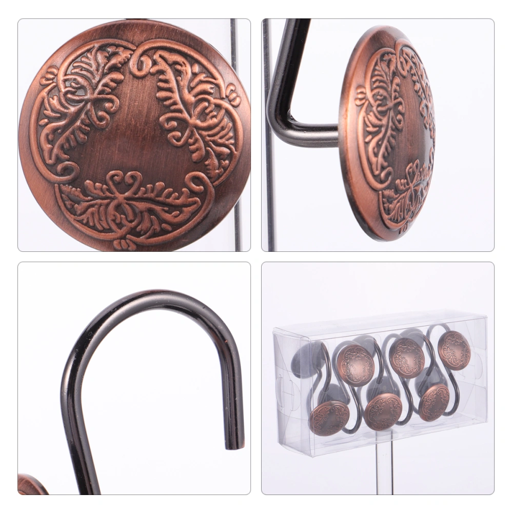 12 Pcs Shower Curtain Hook Flower Pattern Hanger Round Curtain Hanging Hooks