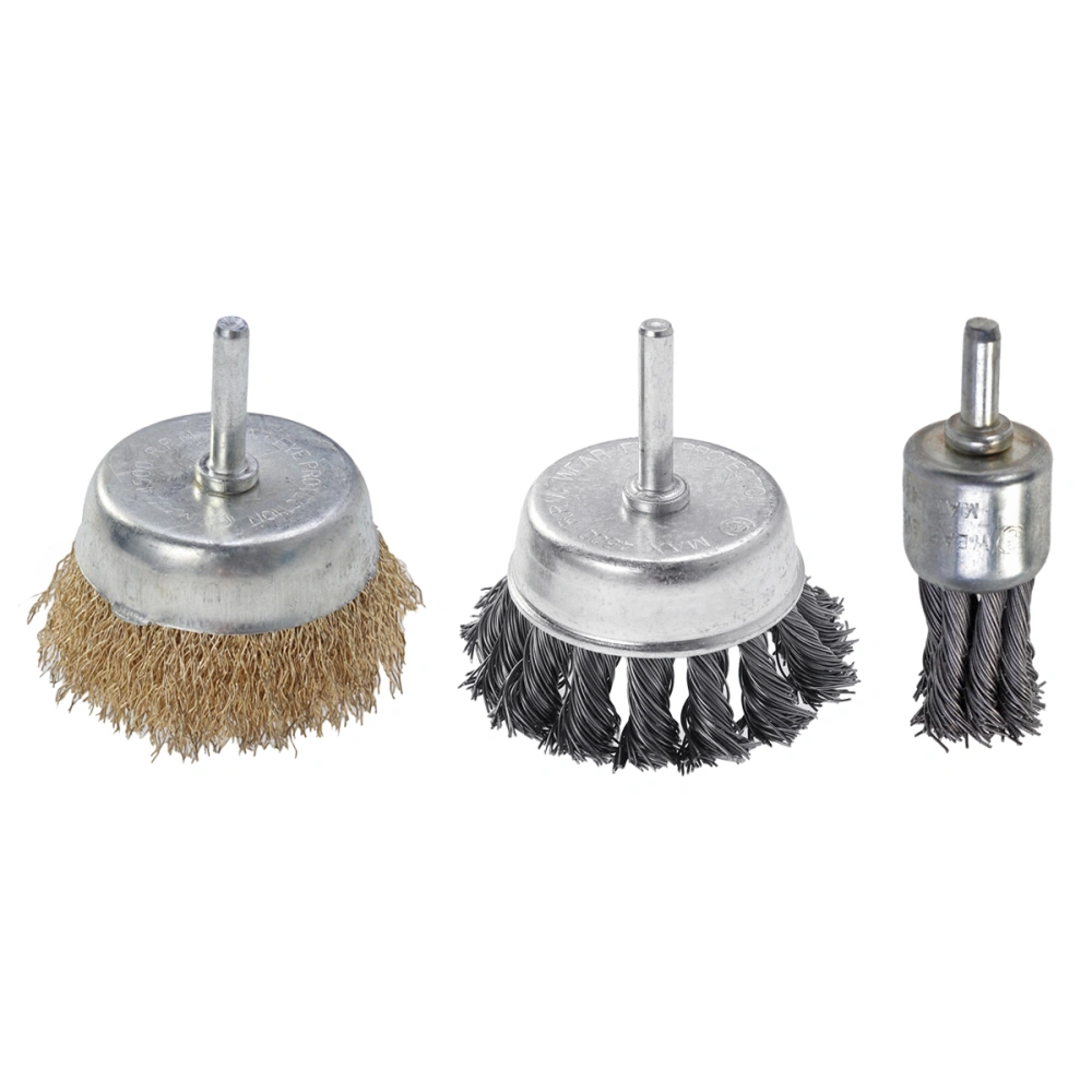 3pcs Wire Cup Brush with Crimped Steel Bristles Drills for Cleaning Scrub Surfaces