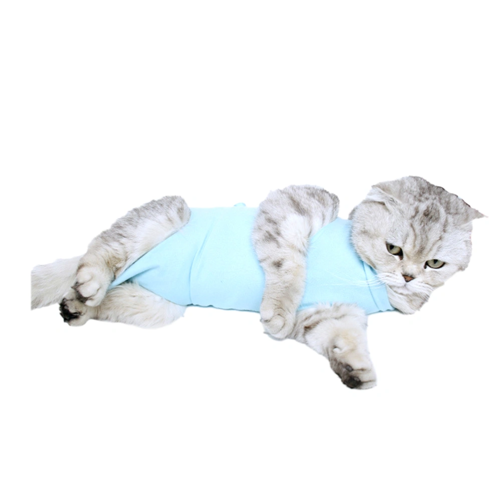 Creative Cat Neutering Clothes Anti-lick Costume Cotton Cat Recovery Clothes (Blue, Size L)