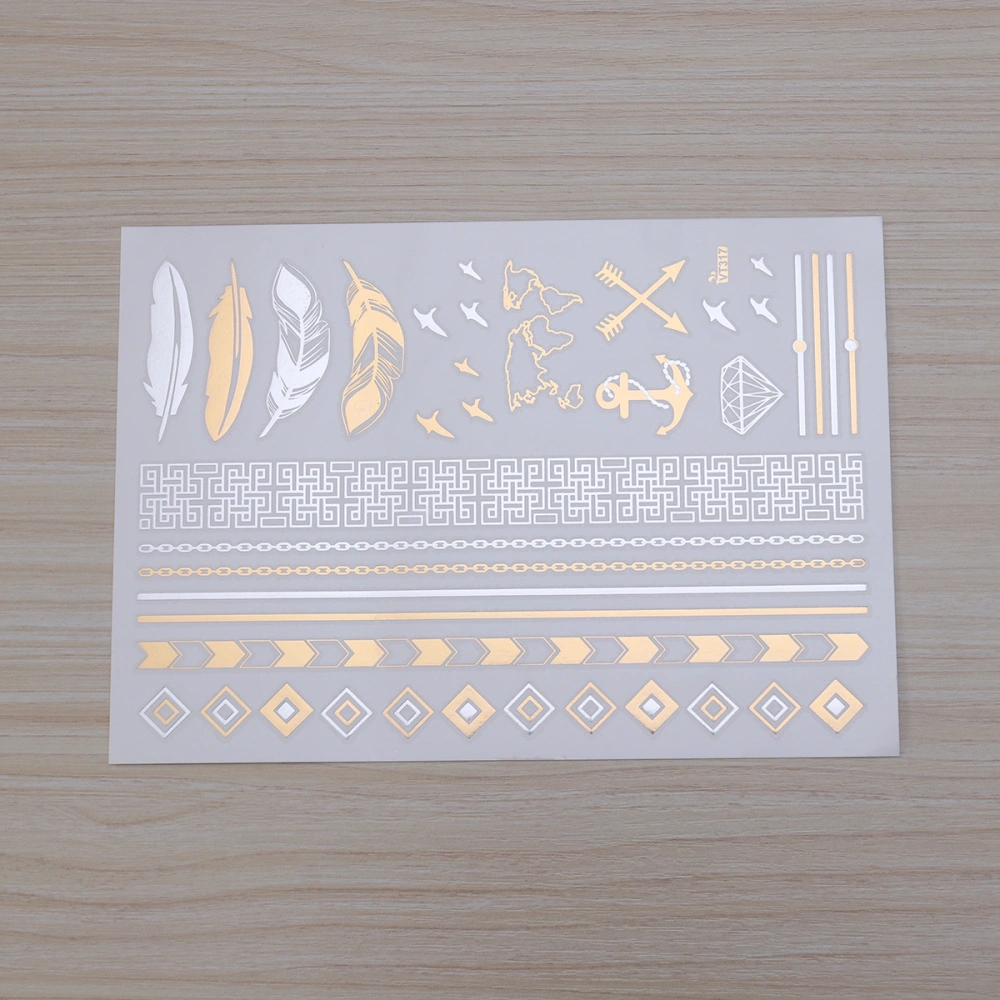 6 Sheets Waterproof Bachelor and Bachelorette Stickers Body Arm Art Temporary Gold and Silver Metallic Tattoos For Single Party Stag Party Favors (VT317)