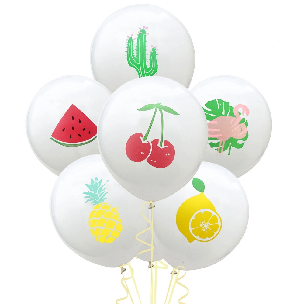 70PCS Hawaii Party Balloons Summer Fruit Pineapple Cherry Watermelon Lemon Monstera Cactus Flamingo Printing Latex Balloon Decor for Festival Party Gathering