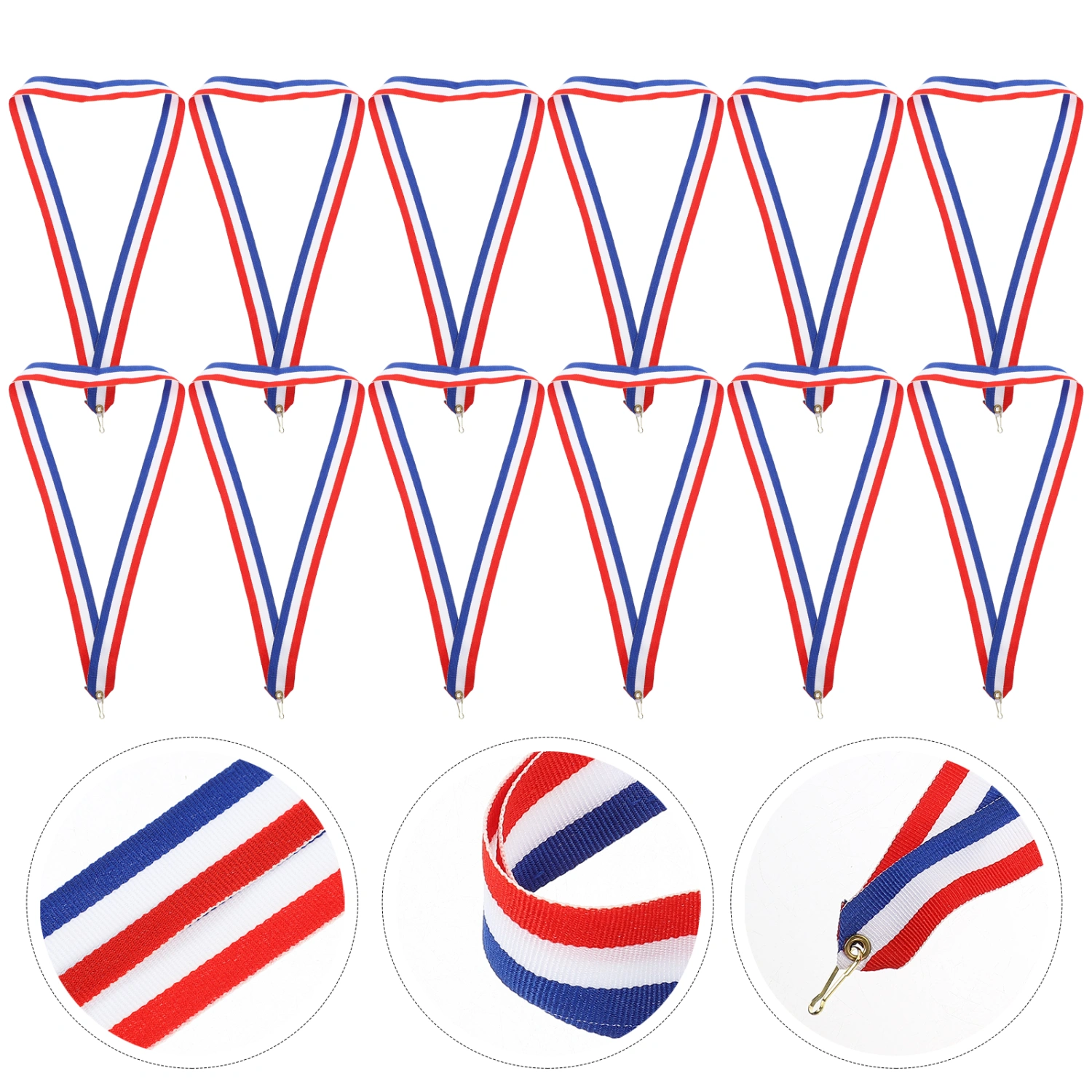 12pcs Sports Meeting Medal Ribbons Multi-function Neck Ribbons Sport Party Medal Lanyards