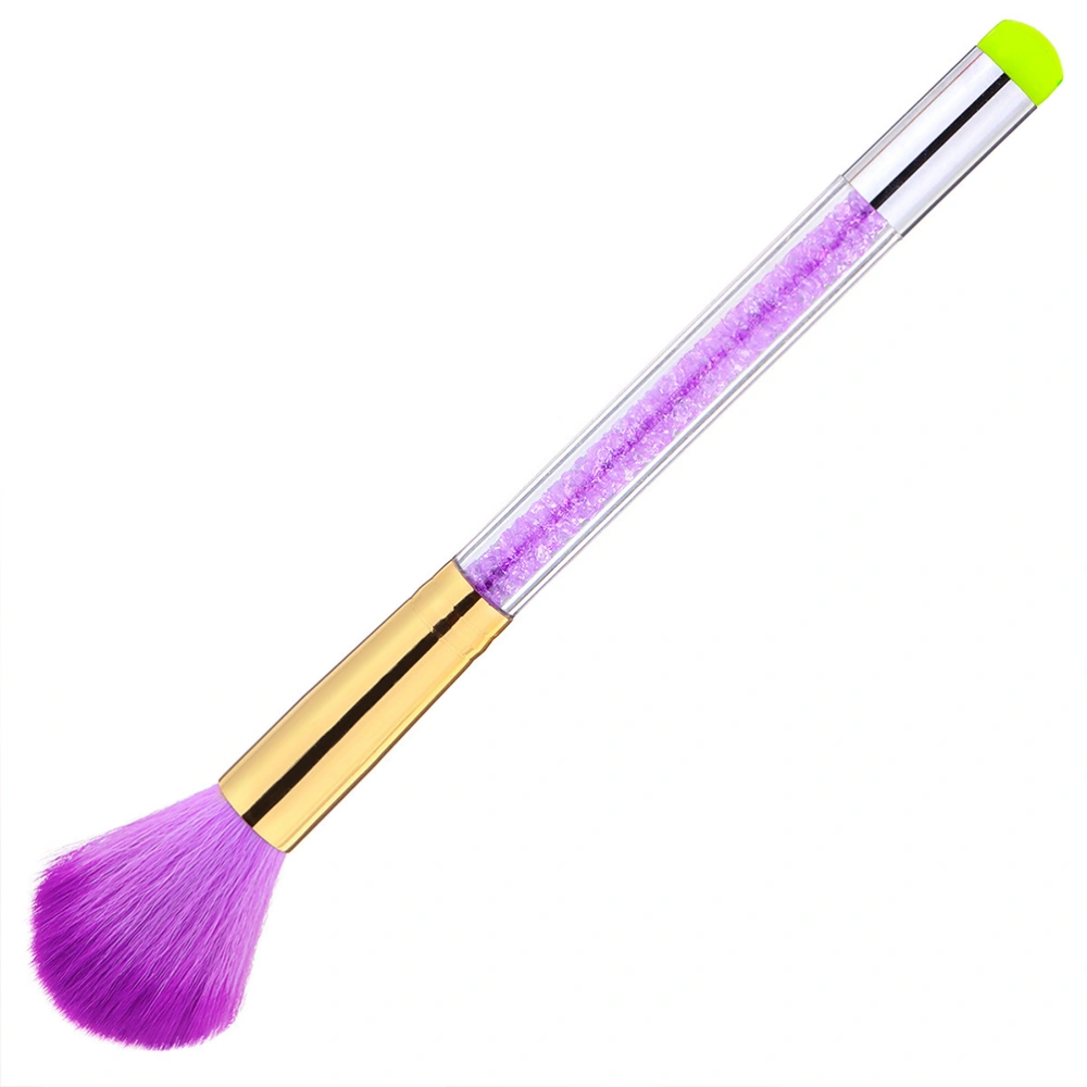 1pc Nail Art Dust Remover Brush Doudle End Acrylic Rhinestone Pole Brush Manicure Tool (Purple)