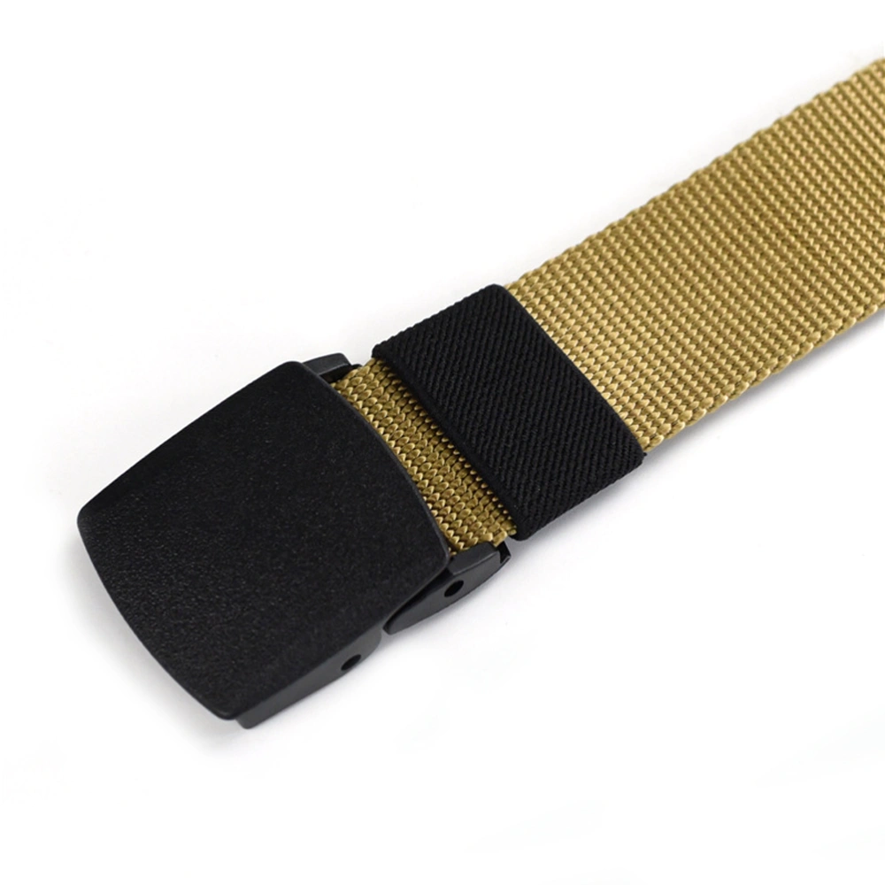 Men's Military Belt Canvas Adjustable Outdoor Tactical Belt with Plastic Buckle (Khaki)