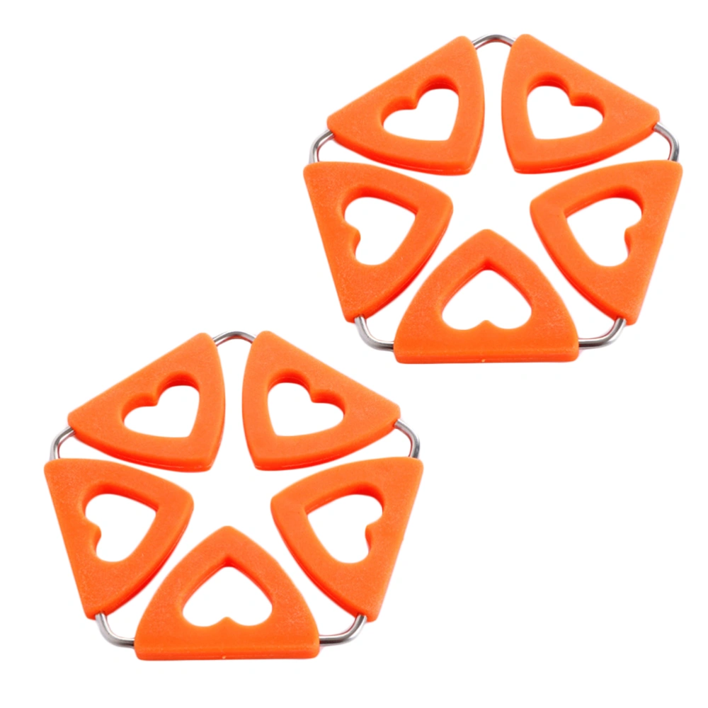 2 Pcs Silicone Insulation Pads Creative Heart-shaped Placemats Multi-purpose Coasters Flexible Non-slip Pot Pads (Orange)